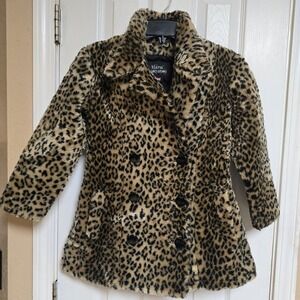 Vintage Maria Dionisiou Leopard Faux Fur Coat – Double Breasted – Made in USA XS